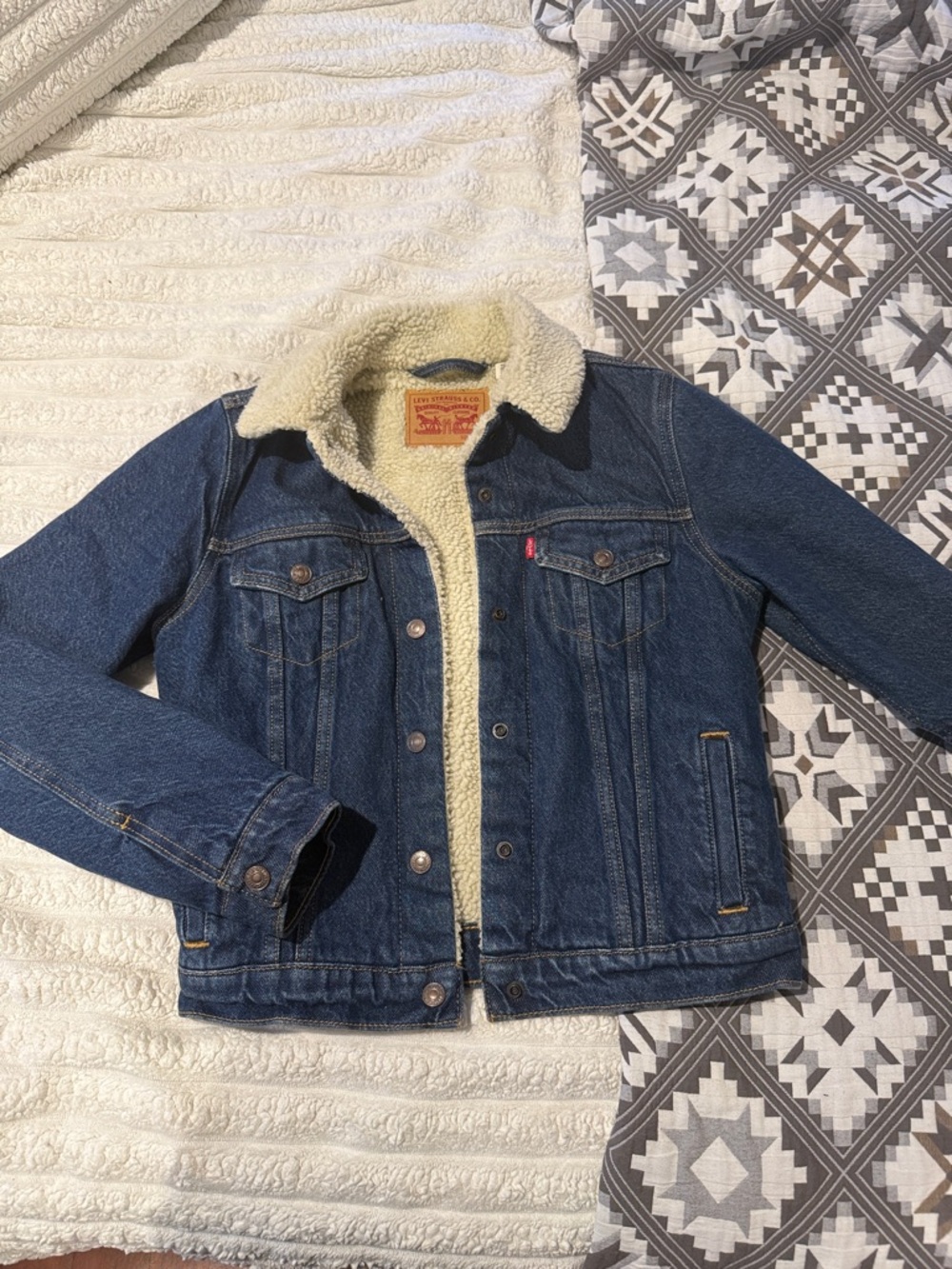 Levi's Dark Blue Denim Sherpa-Lined Kids Jacket